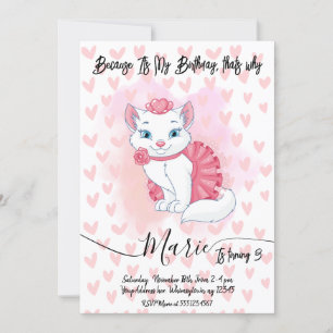 Schattigee kattenmeisje verjaardagsuitnodiging. kaart