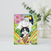 Schattigee Kattenmuis orchidee toucan briefkaart (Staand voorkant)