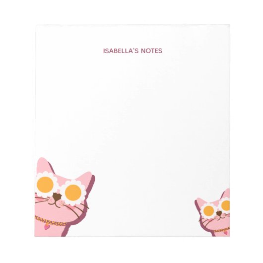 Schattigee kattennaam gepersonaliseerd notitieblok (Voorkant)