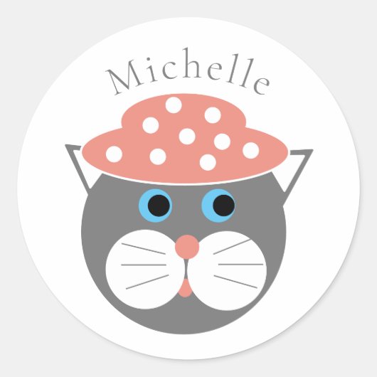 Schattigee kattennaam ronde sticker (Voorkant)