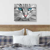 Schattigee Kattenogen Gezicht Water Kleur Olieverf Canvas Afdruk (Insitu (Slaapkamer))