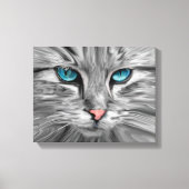 Schattigee Kattenogen Gezicht Water Kleur Olieverf Canvas Afdruk (Voorkant)