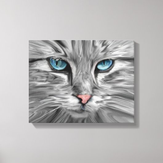 Schattigee Kattenogen Gezicht Water Kleur Olieverf Canvas Afdruk (Voorkant)