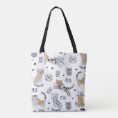 Schattigee kattenpatroon Canvas tas, kattenliefheb Tote Bag (Achterkant)