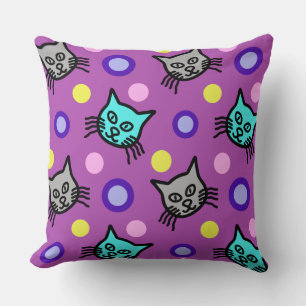 Schattigee Kattenpatroon in Violet Big Sierkussen