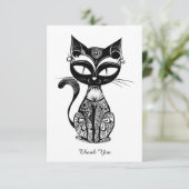 Schattigee kattenschets bedankkaart (Staand voorkant)