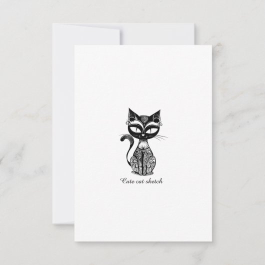 Schattigee kattenschets bedankkaart (Achterkant)