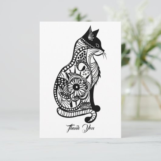 Schattigee kattenschets II Bedankkaart (Staand voorkant)