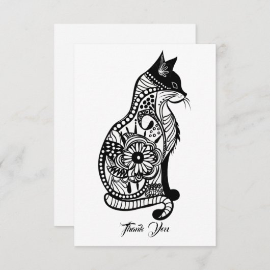 Schattigee kattenschets II Bedankkaart (Voorkant / Achterkant)