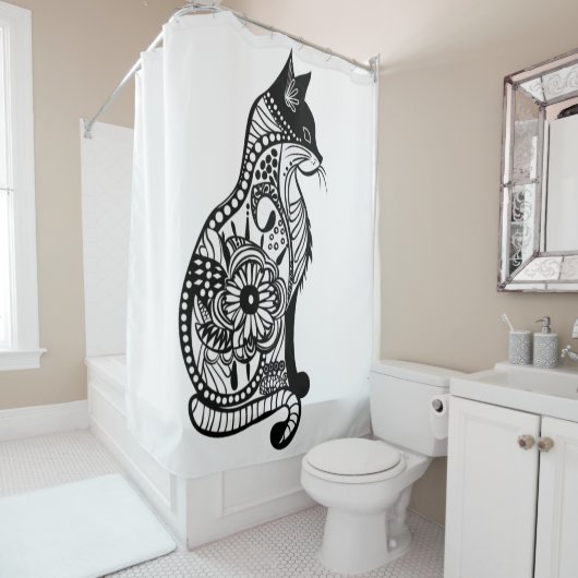 Schattigee kattenschets II Douchegordijn (In situ)