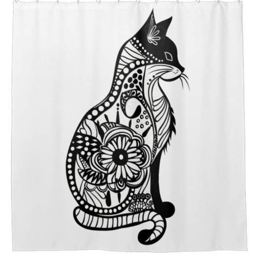 Schattigee kattenschets II Douchegordijn (Voorkant)