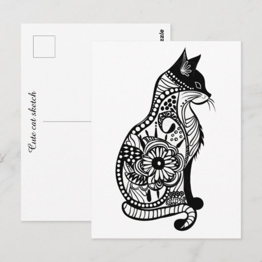 Schattigee kattenschets II Klein Briefkaart (Voorkant / Achterkant)