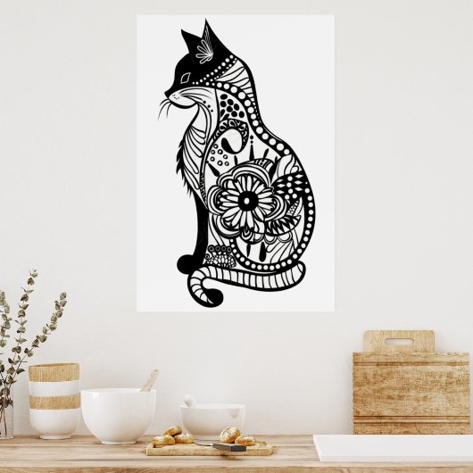 Schattigee kattenschets II Poster (Keuken)