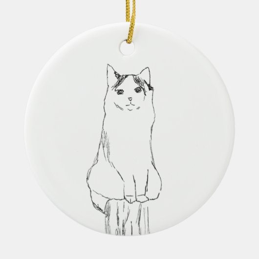 Schattigee kattenschets modern keramisch ornament (Voorkant)