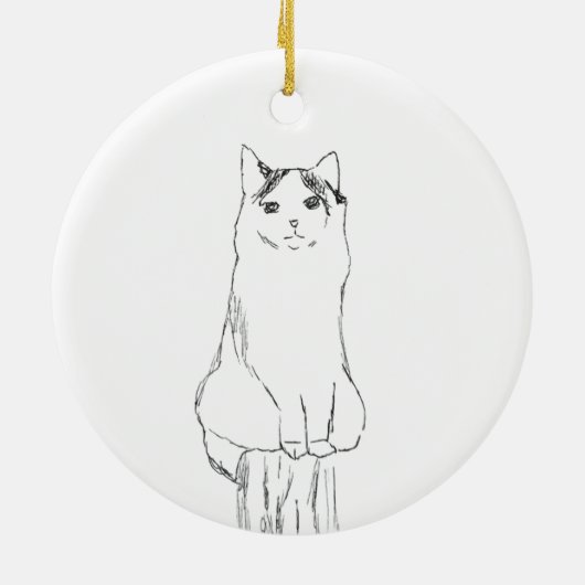 Schattigee kattenschets modern keramisch ornament (Achterkant)