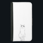 Schattigee kattenschets modern<br><div class="desc">Moderne telefoon portemonnee geval met een eenvoudige hand getrokken schets van een schattige kat.</div>