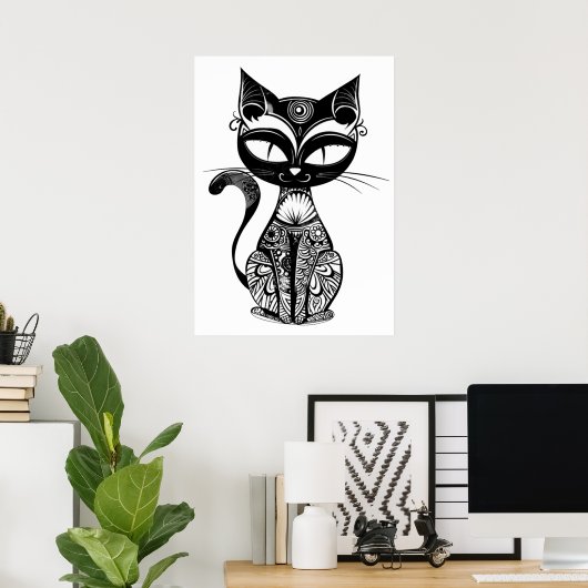 Schattigee kattenschets poster (Thuiskantoor)