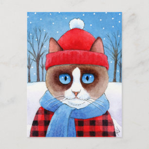 Schattigee kattensneeuw Christmas Ragdoll Snowshoe Feestdagenkaart