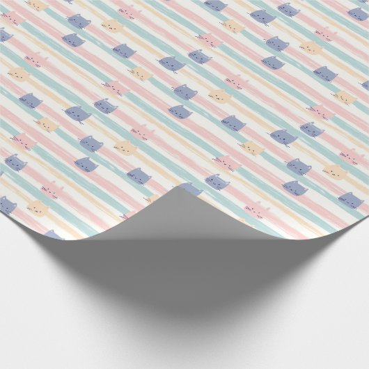 Schattigee kattenstreep cadeaupapier (Hoek)