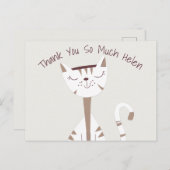 Schattigee Kattentekening Naam Dank u Briefkaart (Voorkant / Achterkant)