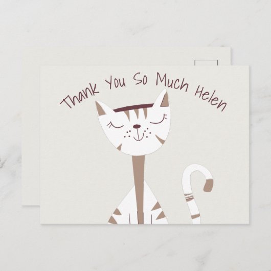Schattigee Kattentekening Naam Dank u Briefkaart (Voorkant / Achterkant)