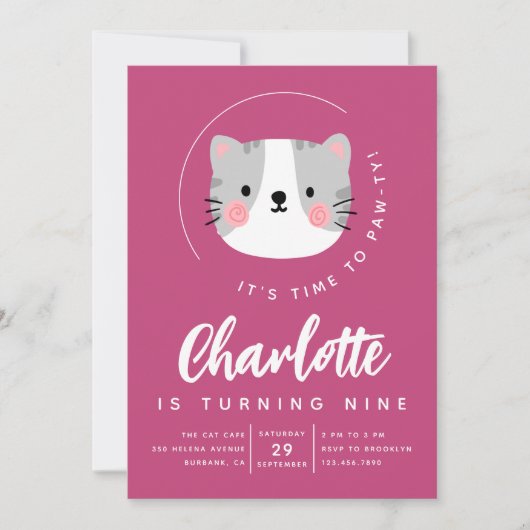 Schattigee kattentijd naar Paw-ty verjaardagsfeest Kaart (Voorkant)
