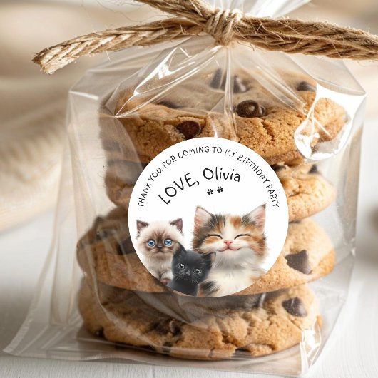 Schattigee kattenverjaardag Dank u Sticker