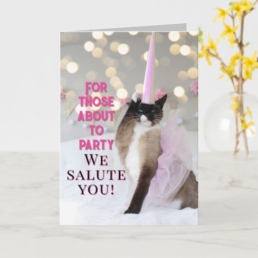 Schattigee kattenverjaardagsgroet kaart (Gele Bloem)