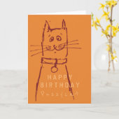 Schattigee kattenverjaardagskaart sinaasappel kaart (Gele Bloem)