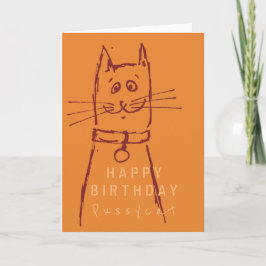 Schattigee kattenverjaardagskaart sinaasappel kaart