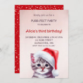 Schattigee kattenverjaardagsuitnodiging. kaart (Voorkant / Achterkant)