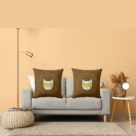 Schattigee kattenzonnebril en stip in geel blauw w kussen