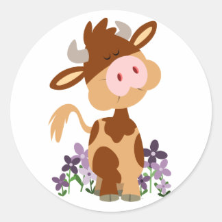 Schattigee kauwen Cartoon Koe Sticker