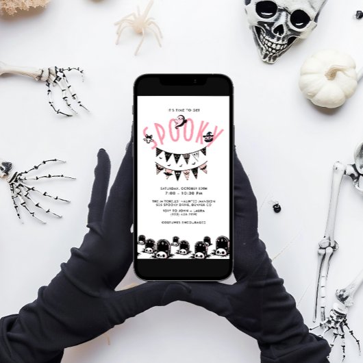 Schattigee Kawai Spooky Time Halloween Party Kaart