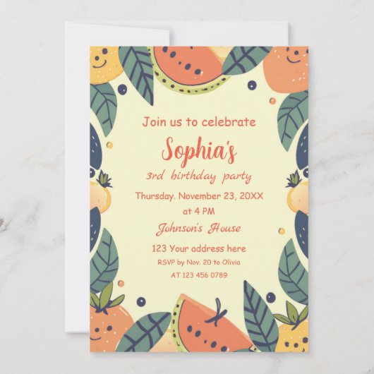 Schattigee Kawaii 3e Verjaardag Kaart (Achterkant)