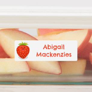 Schattigee Kawaii aardbeien cartoon gepersonalisee Labels