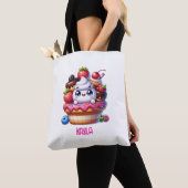 Schattigee Kawaii aardbeien cupcake gepersonalisee Tote Bag (Dichtbij)