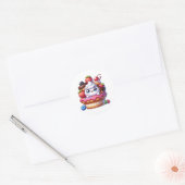 Schattigee Kawaii Aardbeien Cupcake Ronde Sticker (Envelop)