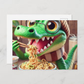 Schattigee Kawaii Alligator Eten Ramen Briefkaart (Voorkant / Achterkant)