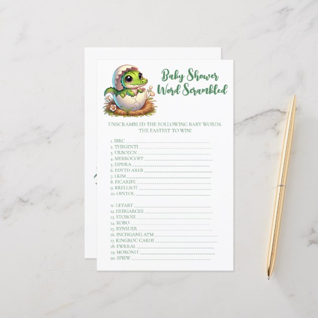 Schattigee Kawaii Alligator Uitkomen Woord Scrambl (Voorkant / Achterkant in situ)