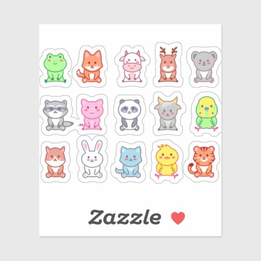Schattigee Kawaii Animal Stickers (Vel)