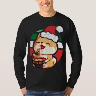 Schattigee Kawaii anime Shiba Inu Hond Eten Ramen  T-shirt