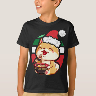 Schattigee Kawaii anime Shiba Inu Hond Eten Ramen T-shirt