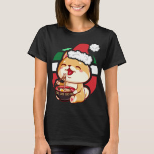 Schattigee Kawaii anime Shiba Inu Hond Eten Ramen T-shirt