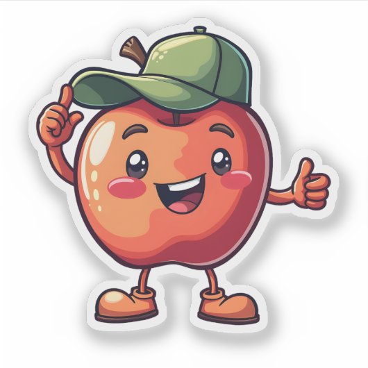 Schattigee Kawaii-appel met een Pet Fun Fruit Sticker (Voorkant)
