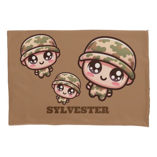 Schattigee Kawaii Army Camouflage Monogram op Brui Kussensloop (Voorkant)
