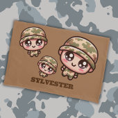Schattigee Kawaii Army Camouflage Monogram op Brui Kussensloop