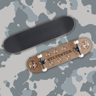 Schattigee Kawaii Army Camouflage Monogram op Brui Persoonlijk Skateboard