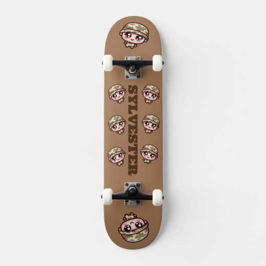 Schattigee Kawaii Army Camouflage Monogram op Brui Persoonlijk Skateboard (Voorkant)