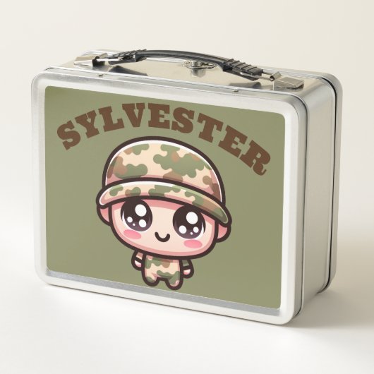Schattigee Kawaii Army Camouflage Monogram op Groe (Achterkant)